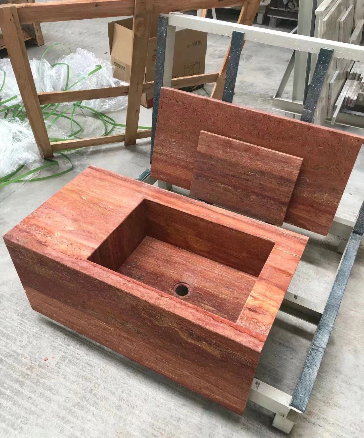 Red travertine Vanity top