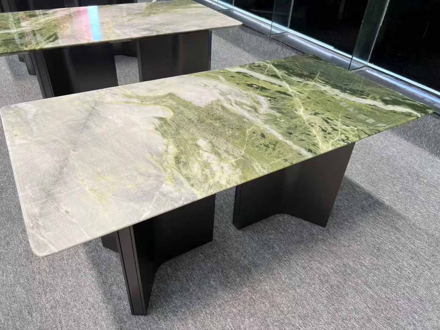 Chinese green jade marble tables