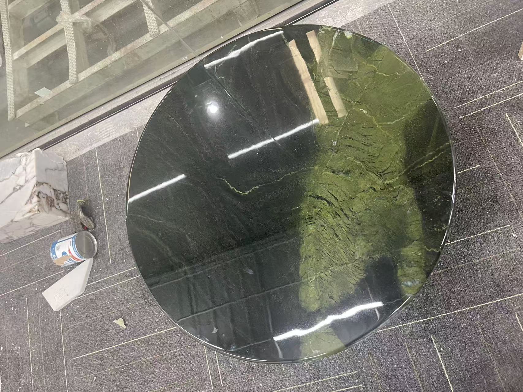 Avocado green marble coffee tables 